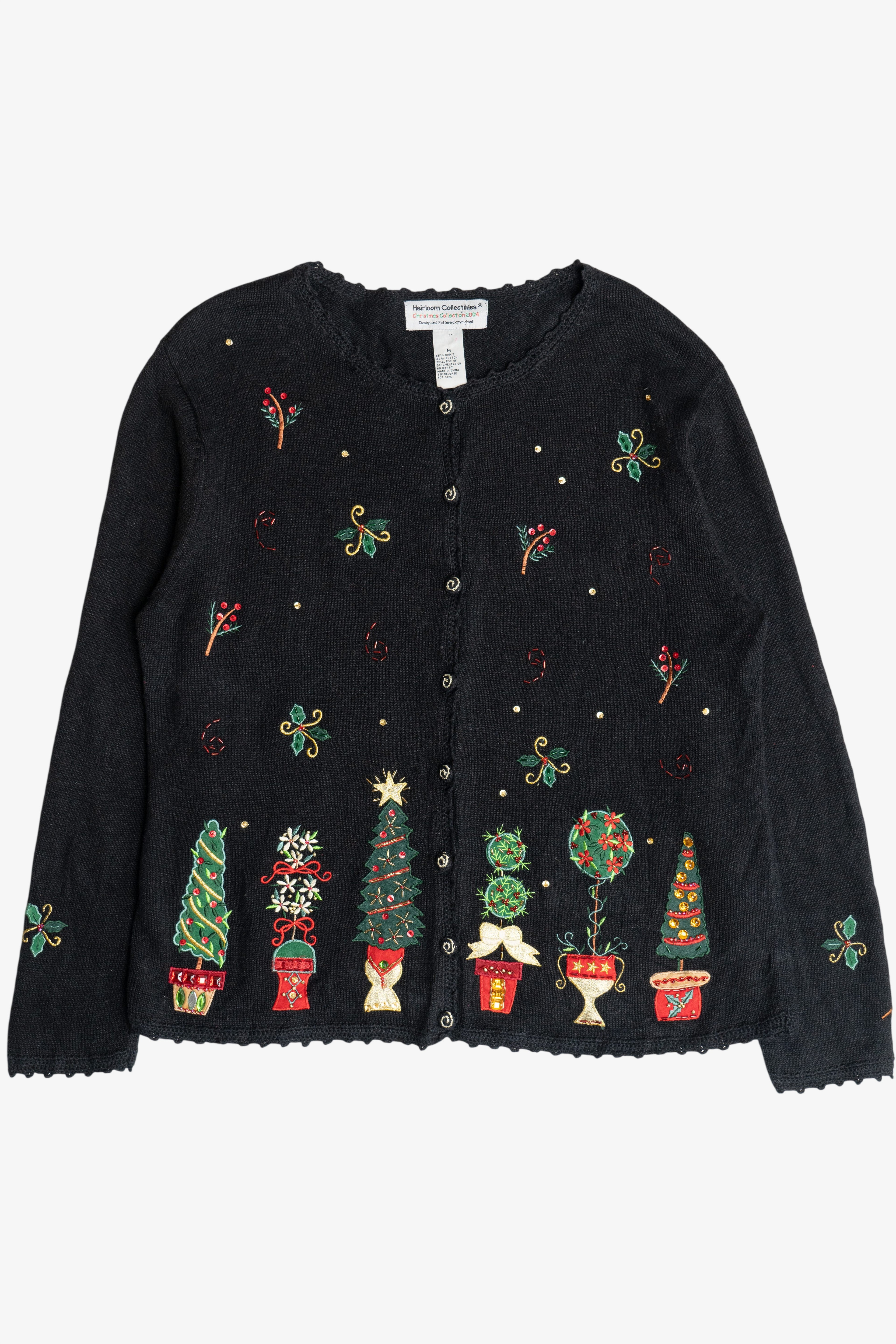 Vintage Heirloom Collectibles Decorative Trees Ugly Christmas Sweater (1990s)