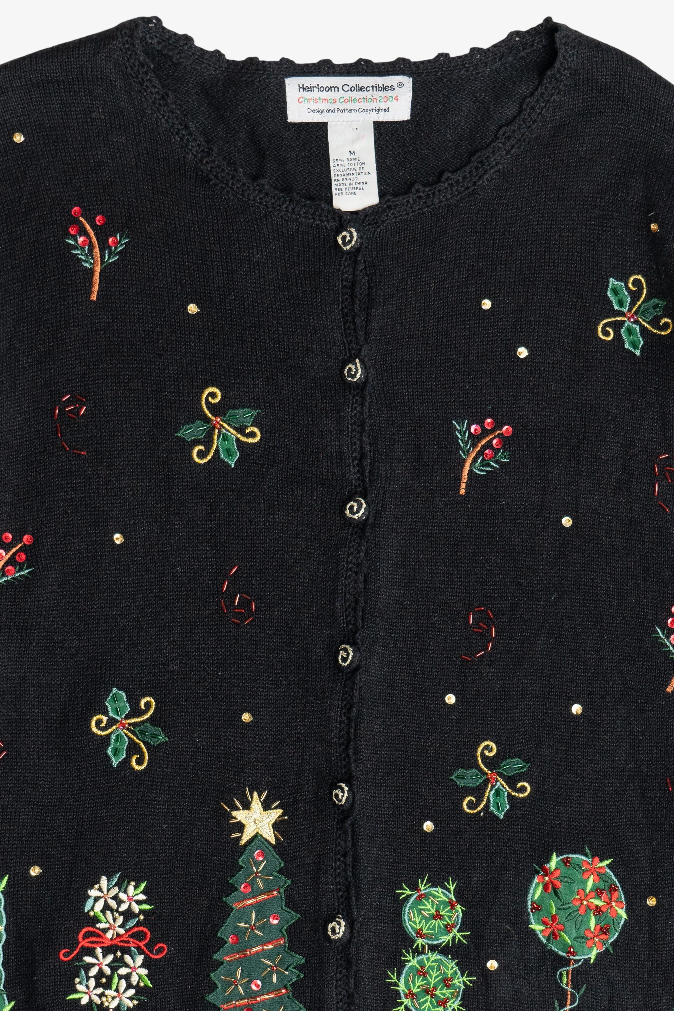 Vintage Heirloom Collectibles Decorative Trees Ugly Christmas Sweater (1990s)