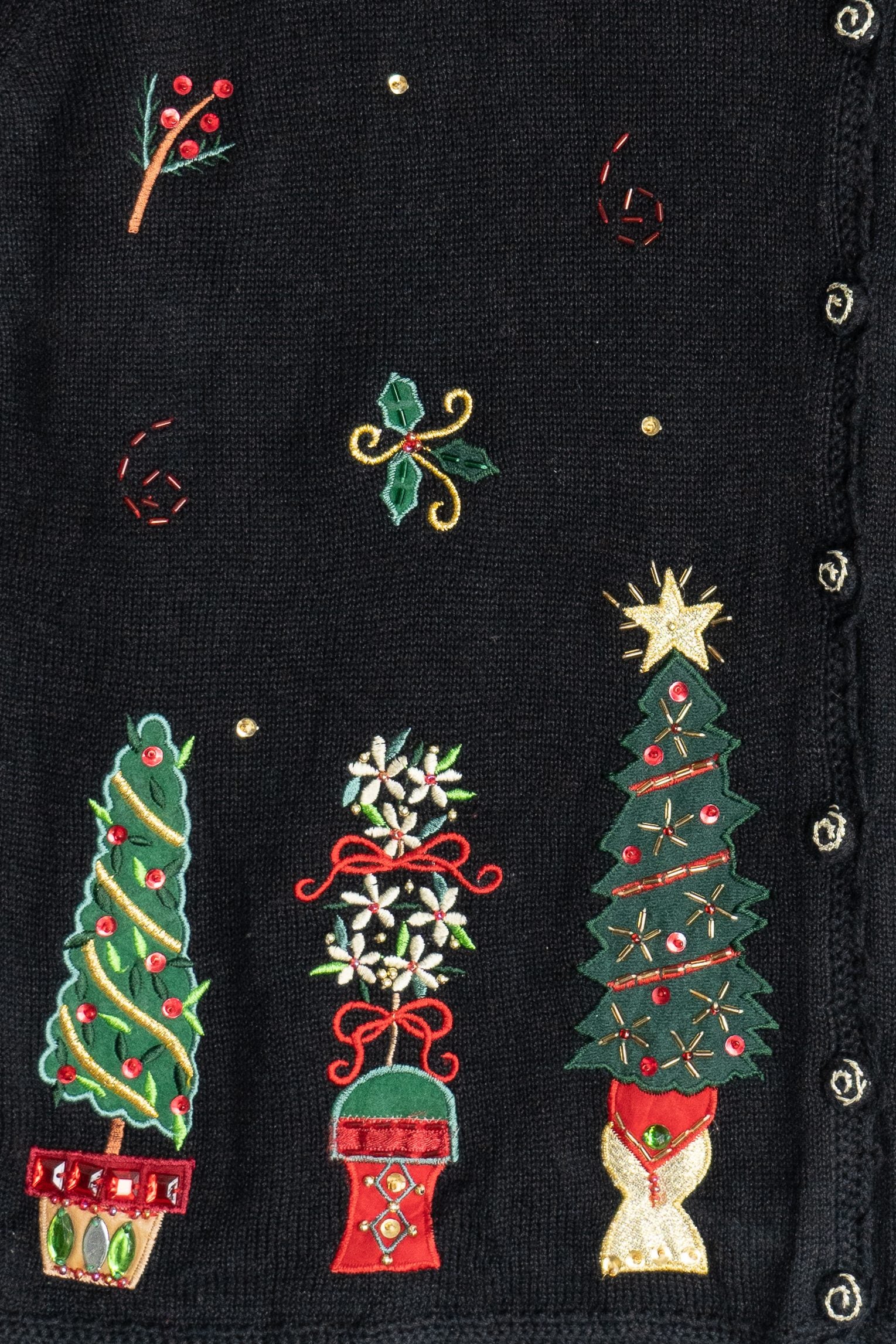 Vintage Heirloom Collectibles Decorative Trees Ugly Christmas Sweater (1990s)