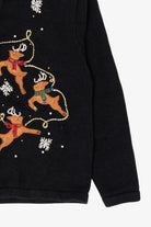 Kids Vintage Black Airport Girls Santa On Sleigh Ugly Christmas Cardigan (1990s)
