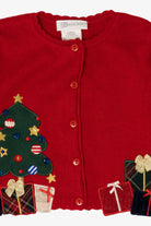 Vintage Kids Red Bonnie Jean Presents Ugly Christmas Cardigan (1990s)