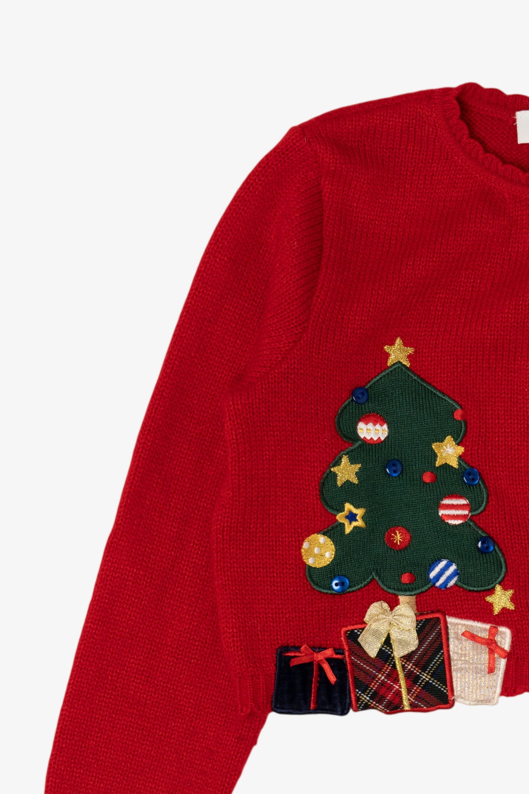 Vintage Kids Red Bonnie Jean Presents Ugly Christmas Cardigan (1990s)