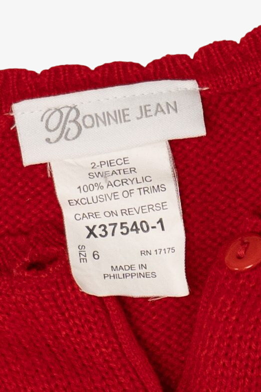 Vintage Kids Red Bonnie Jean Presents Ugly Christmas Cardigan (1990s)