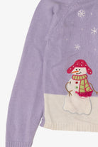Vintage Kids Lavender Snowmen Hooded Ugly Christmas Cardigan (2000s)