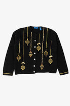 Vintage Black Karen Scott Ornaments Ugly Christmas Cardigan (1990s)