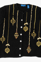 Vintage Black Karen Scott Ornaments Ugly Christmas Cardigan (1990s)