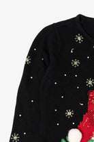 Vintage Black Classic Elements Santa Ugly Christmas Cardigan (1990s)