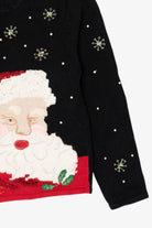 Vintage Black Classic Elements Santa Ugly Christmas Cardigan (1990s)