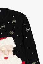 Vintage Black Classic Elements Santa Ugly Christmas Cardigan (1990s)