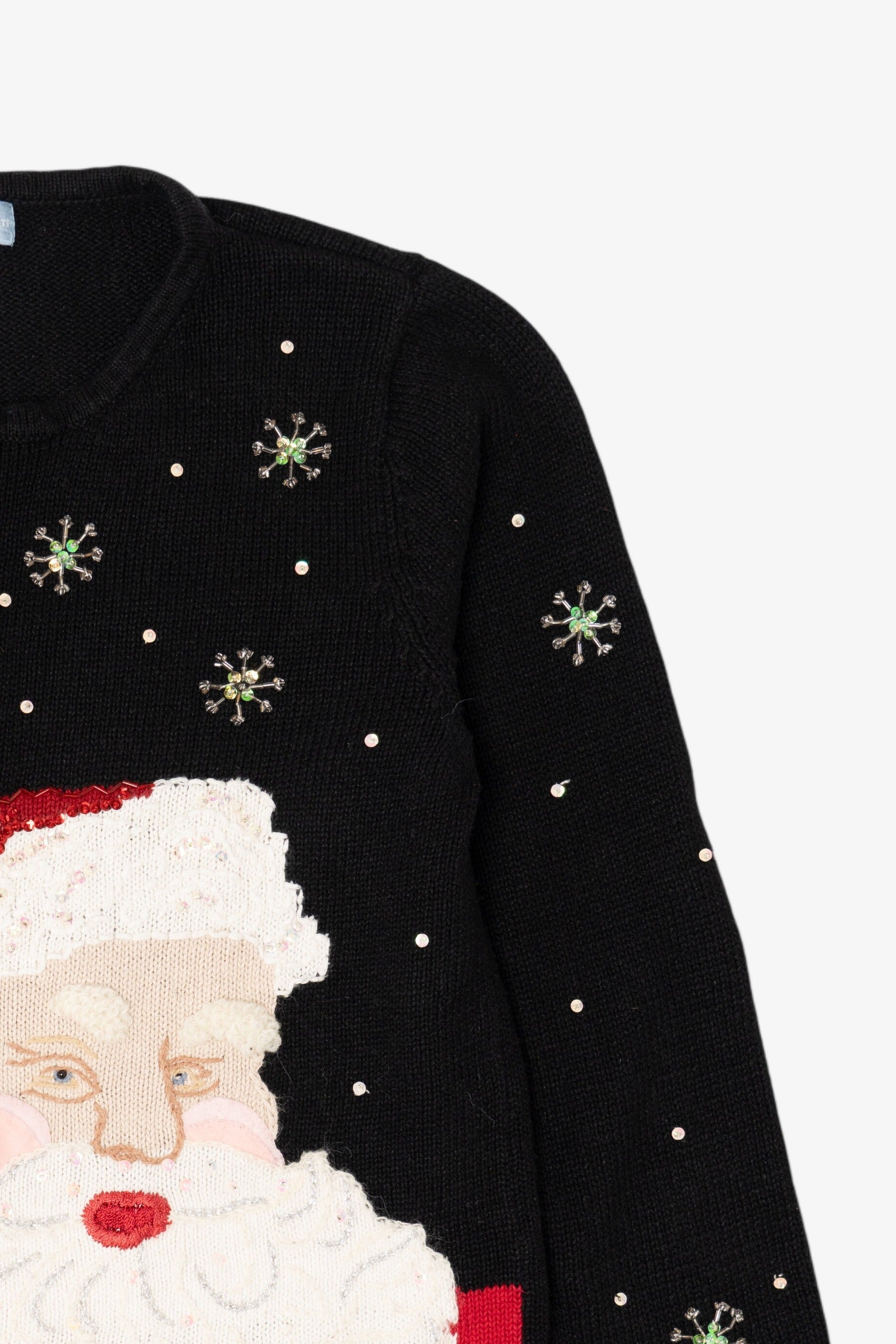 Vintage Black Classic Elements Santa Ugly Christmas Cardigan (1990s)
