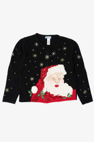Vintage Black Classic Elements Santa Ugly Christmas Cardigan (1990s)