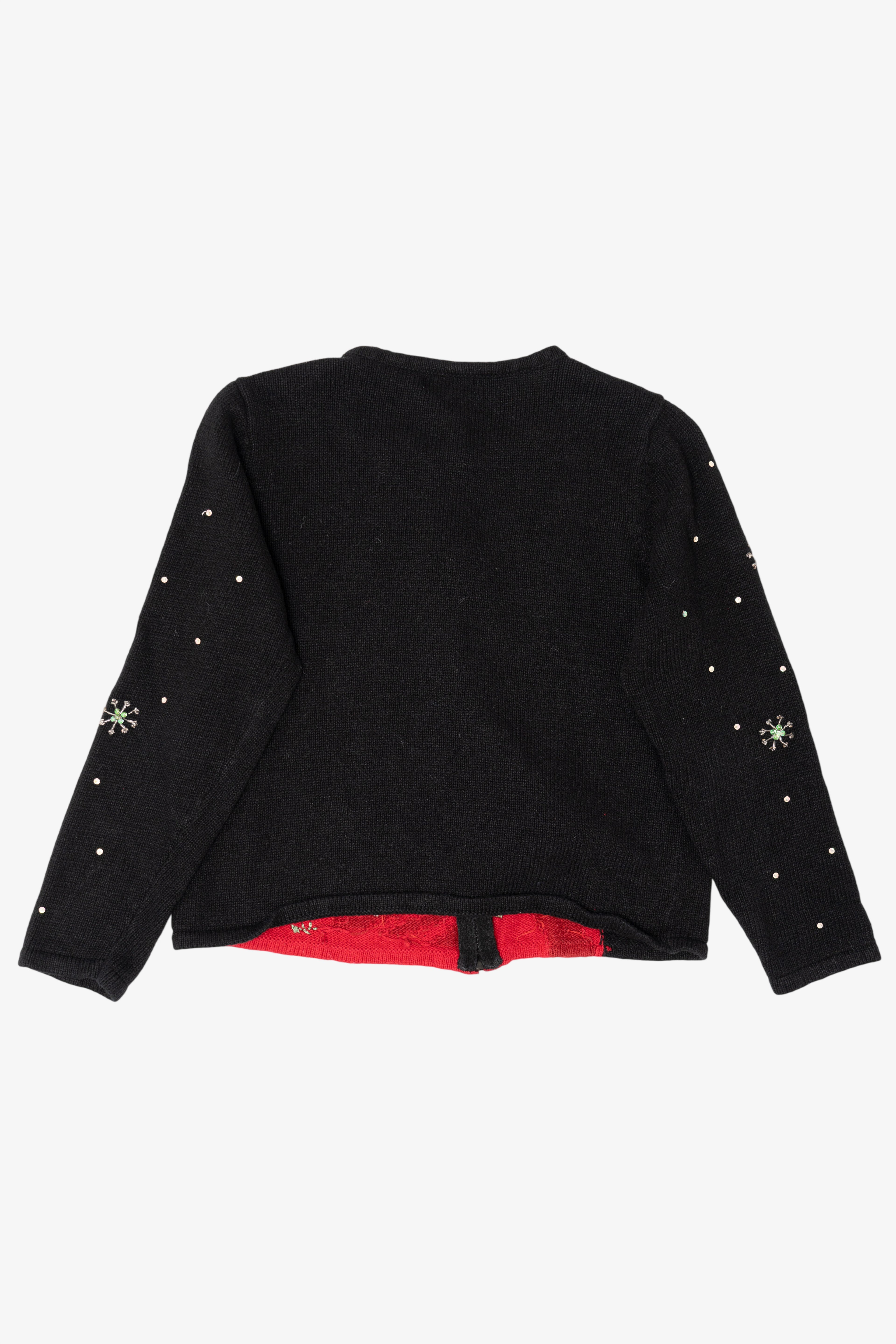 Vintage Black Classic Elements Santa Ugly Christmas Cardigan (1990s)