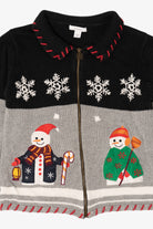 Vintage Gray Dressbarn Snowmen Ugly Christmas Cardigan (2000s)