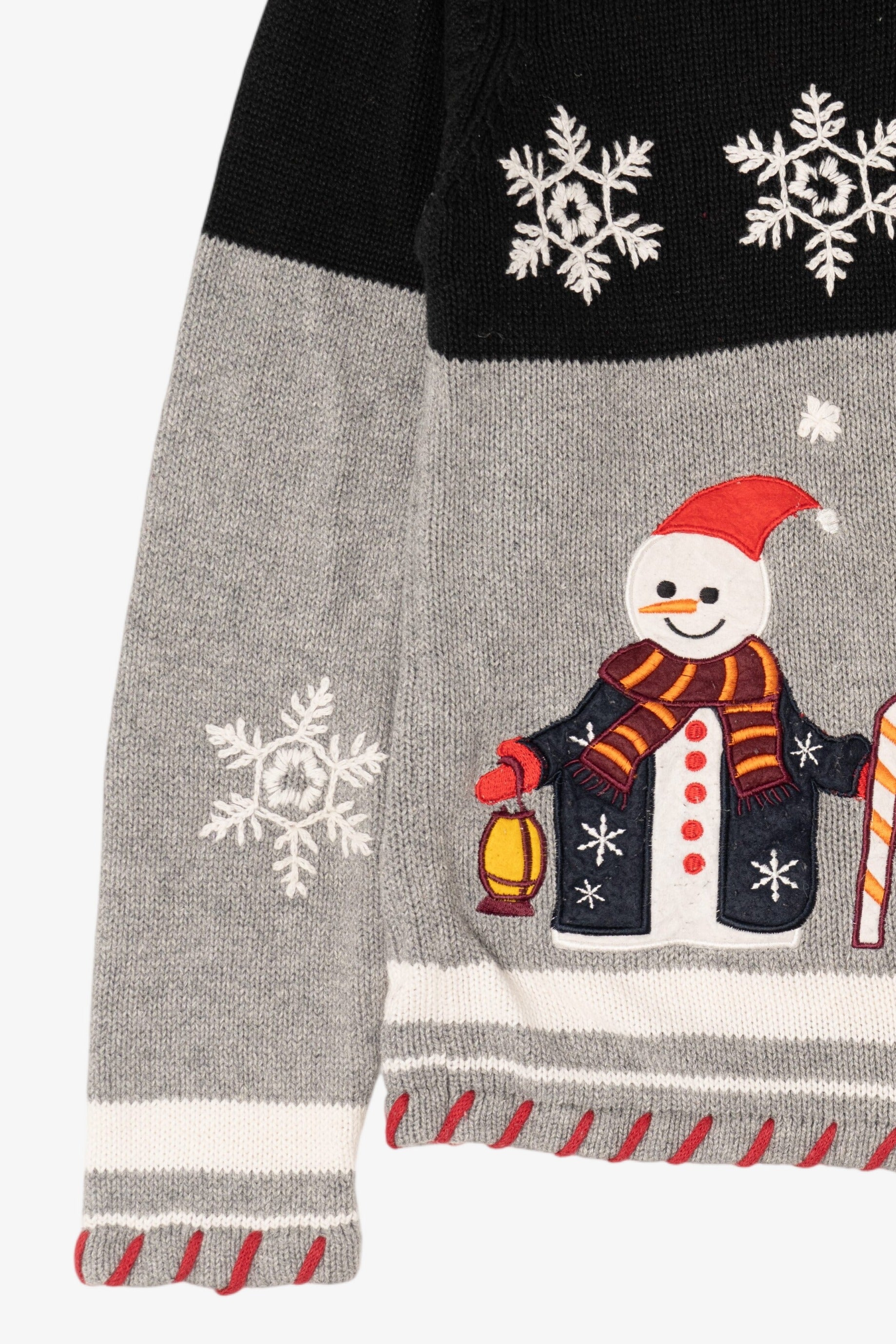 Vintage Gray Dressbarn Snowmen Ugly Christmas Cardigan (2000s)