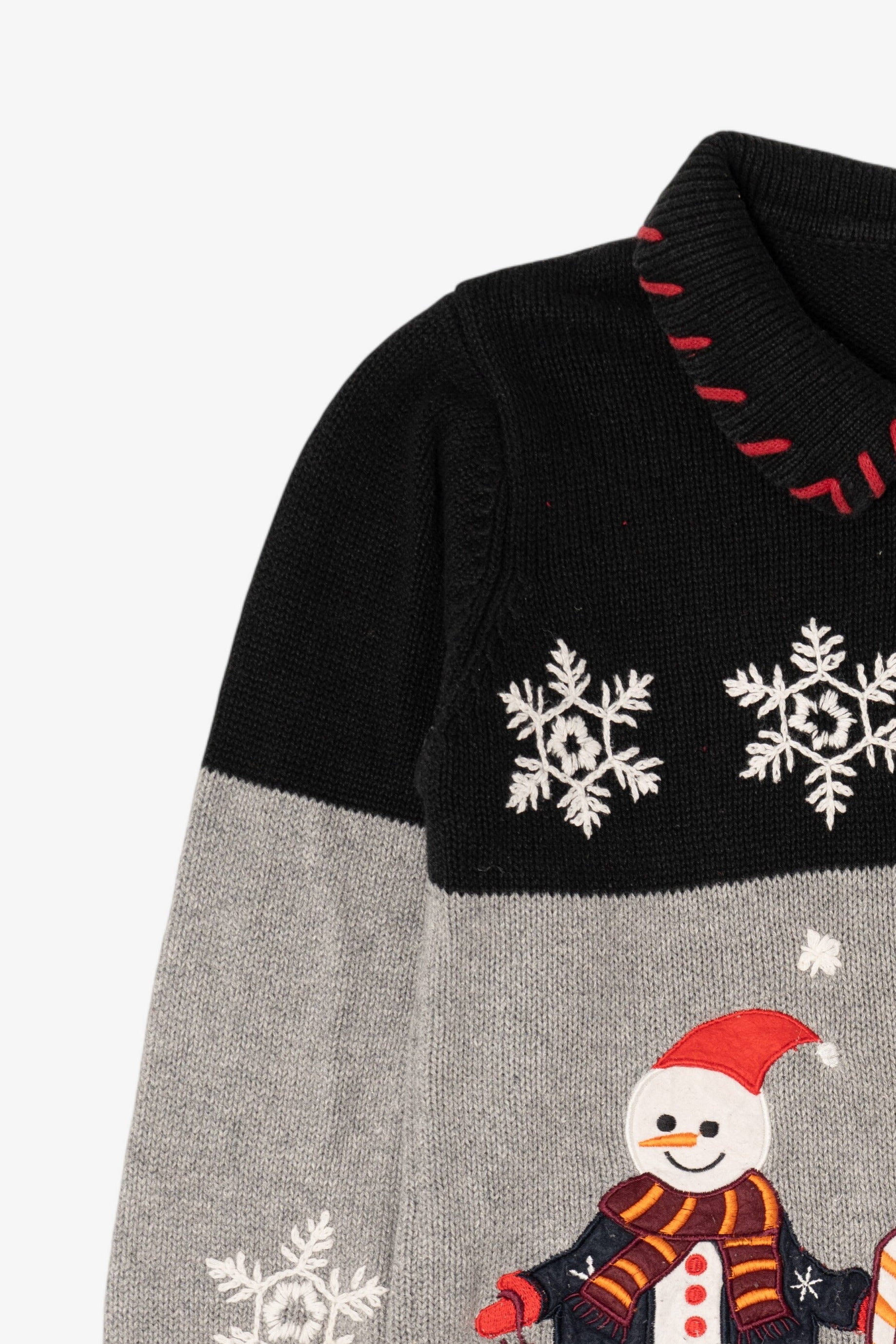 Vintage Gray Dressbarn Snowmen Ugly Christmas Cardigan (2000s)