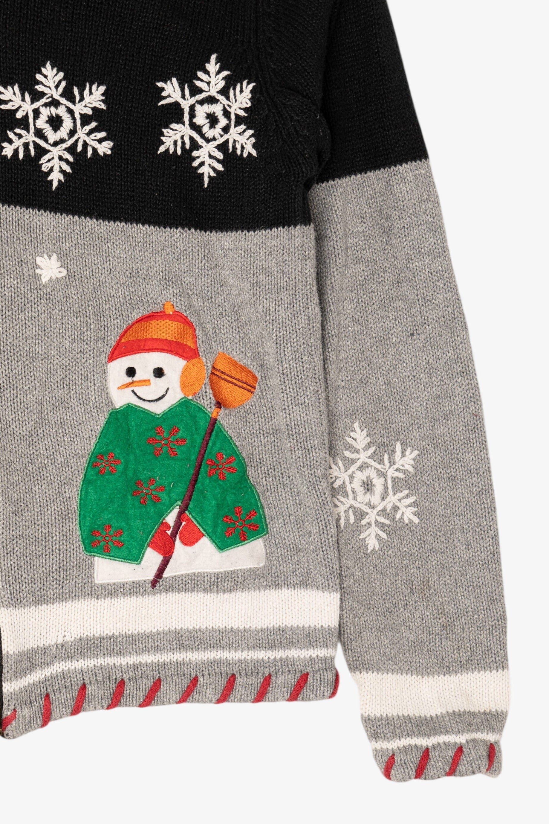 Vintage Gray Dressbarn Snowmen Ugly Christmas Cardigan (2000s)