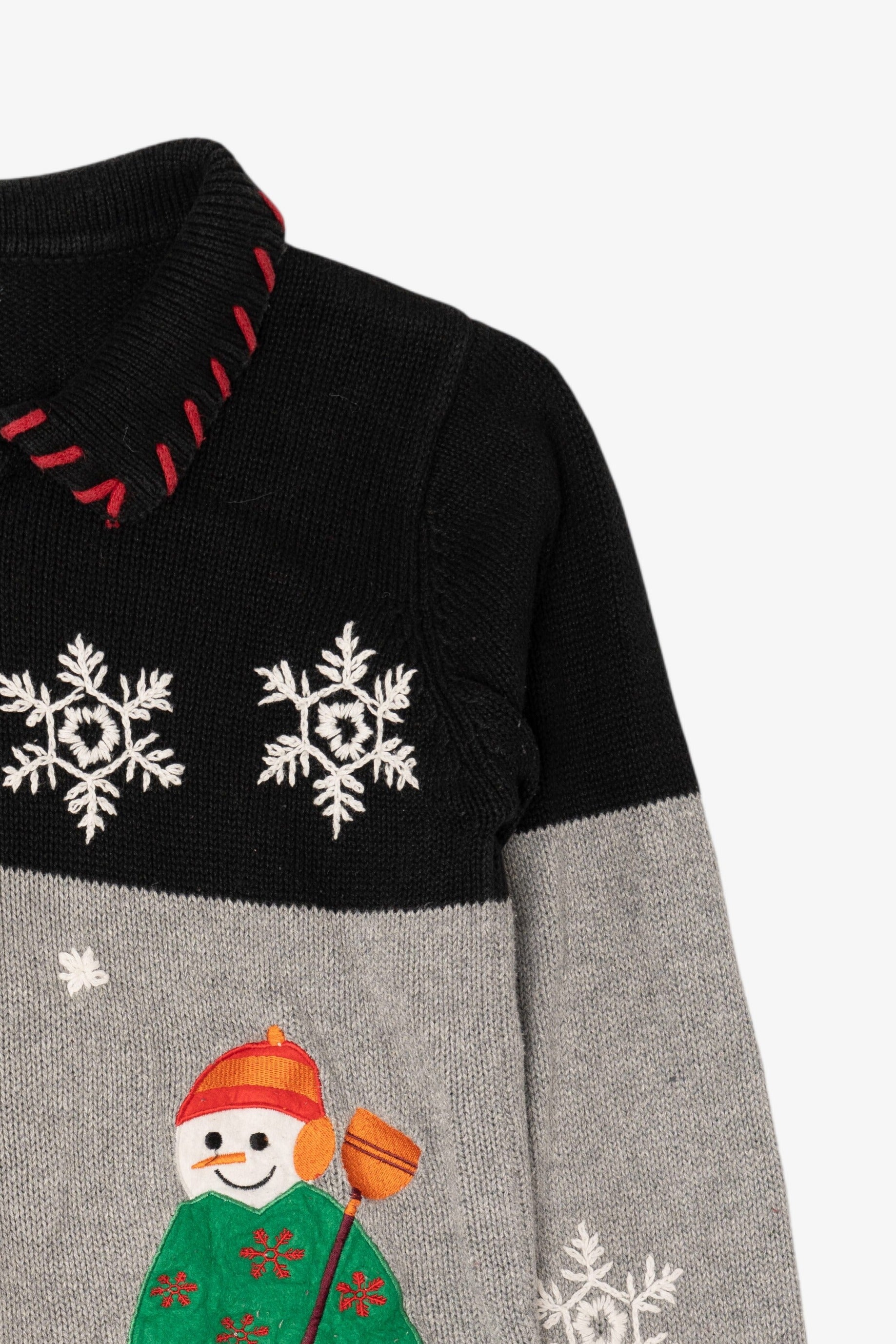 Vintage Gray Dressbarn Snowmen Ugly Christmas Cardigan (2000s)