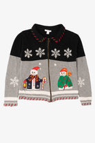 Vintage Gray Dressbarn Snowmen Ugly Christmas Cardigan (2000s)