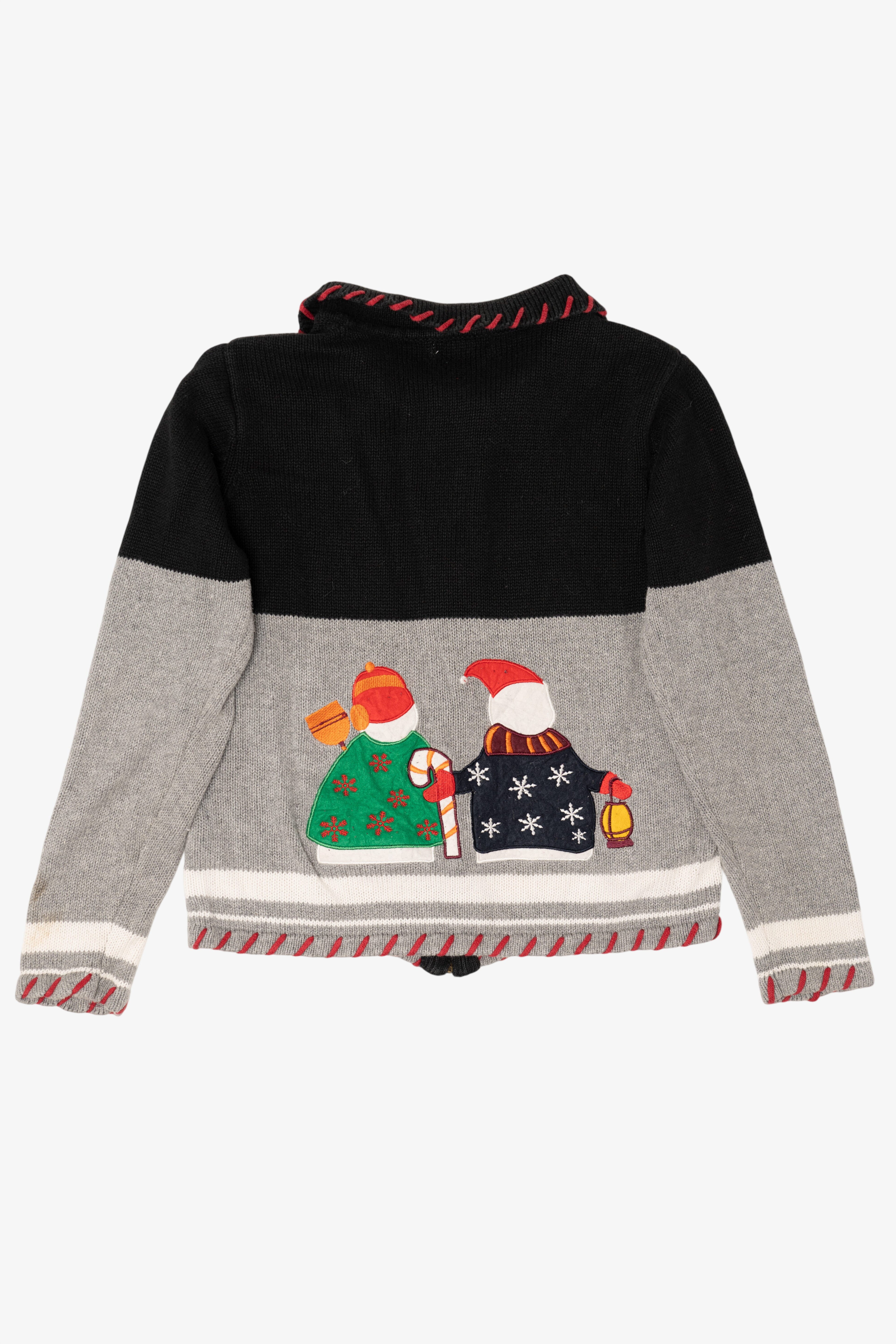 Vintage Gray Dressbarn Snowmen Ugly Christmas Cardigan (2000s)
