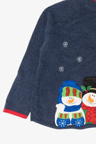 Vintage Navy Blue Tiara Snowmen Ugly Christmas Cardigan (2000s)
