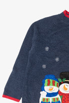 Vintage Navy Blue Tiara Snowmen Ugly Christmas Cardigan (2000s)