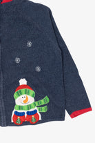 Vintage Navy Blue Tiara Snowmen Ugly Christmas Cardigan (2000s)
