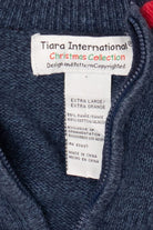 Vintage Navy Blue Tiara Snowmen Ugly Christmas Cardigan (2000s)