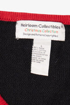 Vintage Black Heirloom Collectible Poinsettias Ugly Christmas Cardigan (2000s)