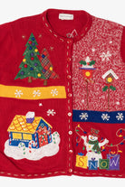 Vintage Red White Stag Ugly Christmas Cardigan (1990s)