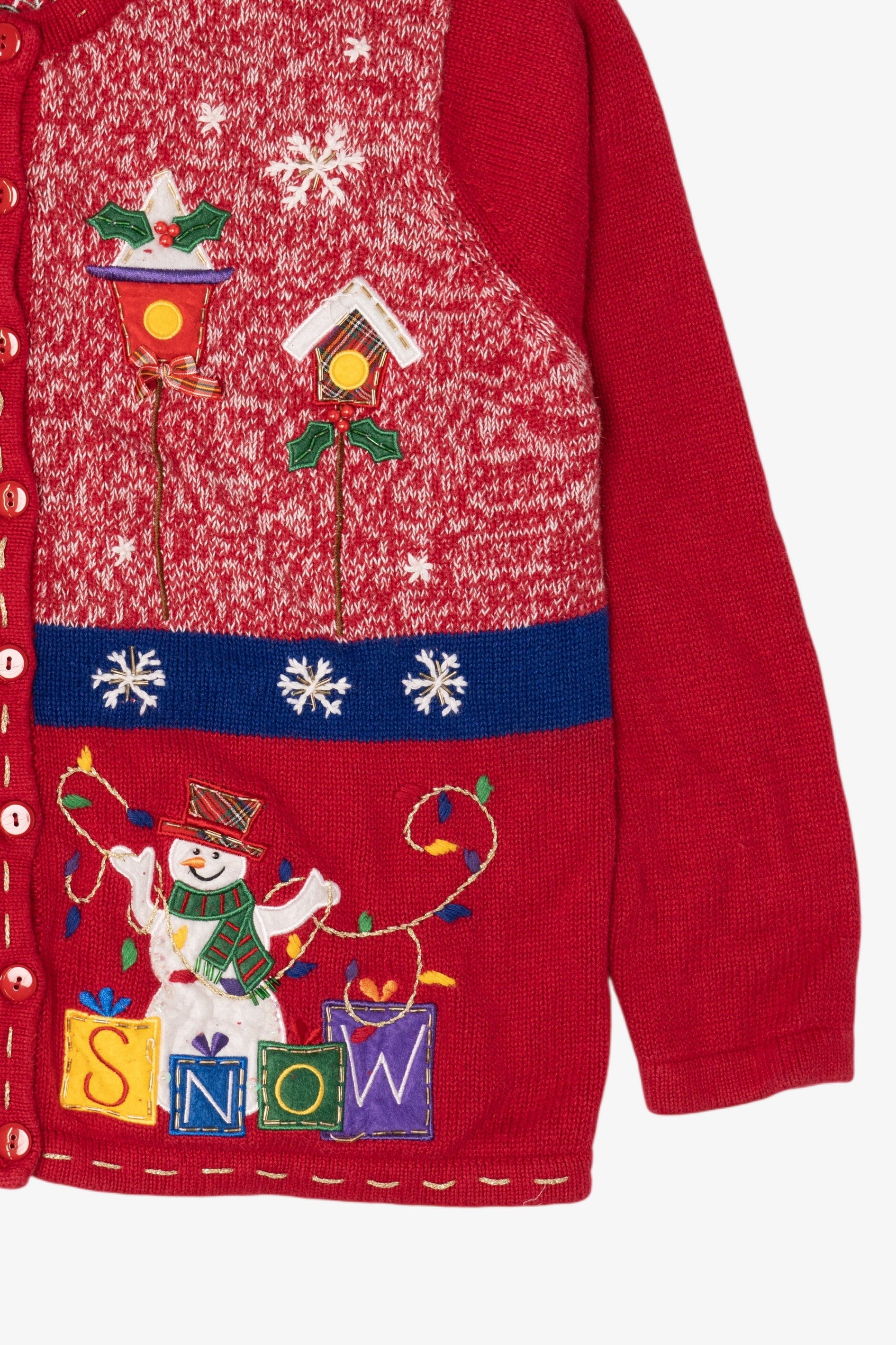 Vintage Red White Stag Ugly Christmas Cardigan (1990s)