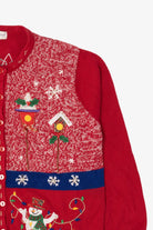 Vintage Red White Stag Ugly Christmas Cardigan (1990s)