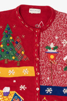 Vintage Red White Stag Ugly Christmas Cardigan (1990s)