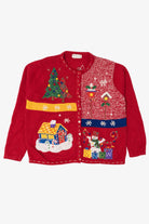 Vintage Red White Stag Ugly Christmas Cardigan (1990s)
