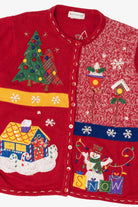 Vintage Red White Stag Ugly Christmas Cardigan (1990s)