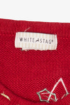 Vintage Red White Stag Ugly Christmas Cardigan (1990s)