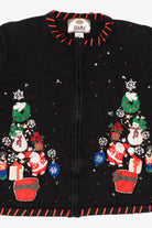 Vintage Black Tiara Santa Ugly Christmas Cardigan (2000s)