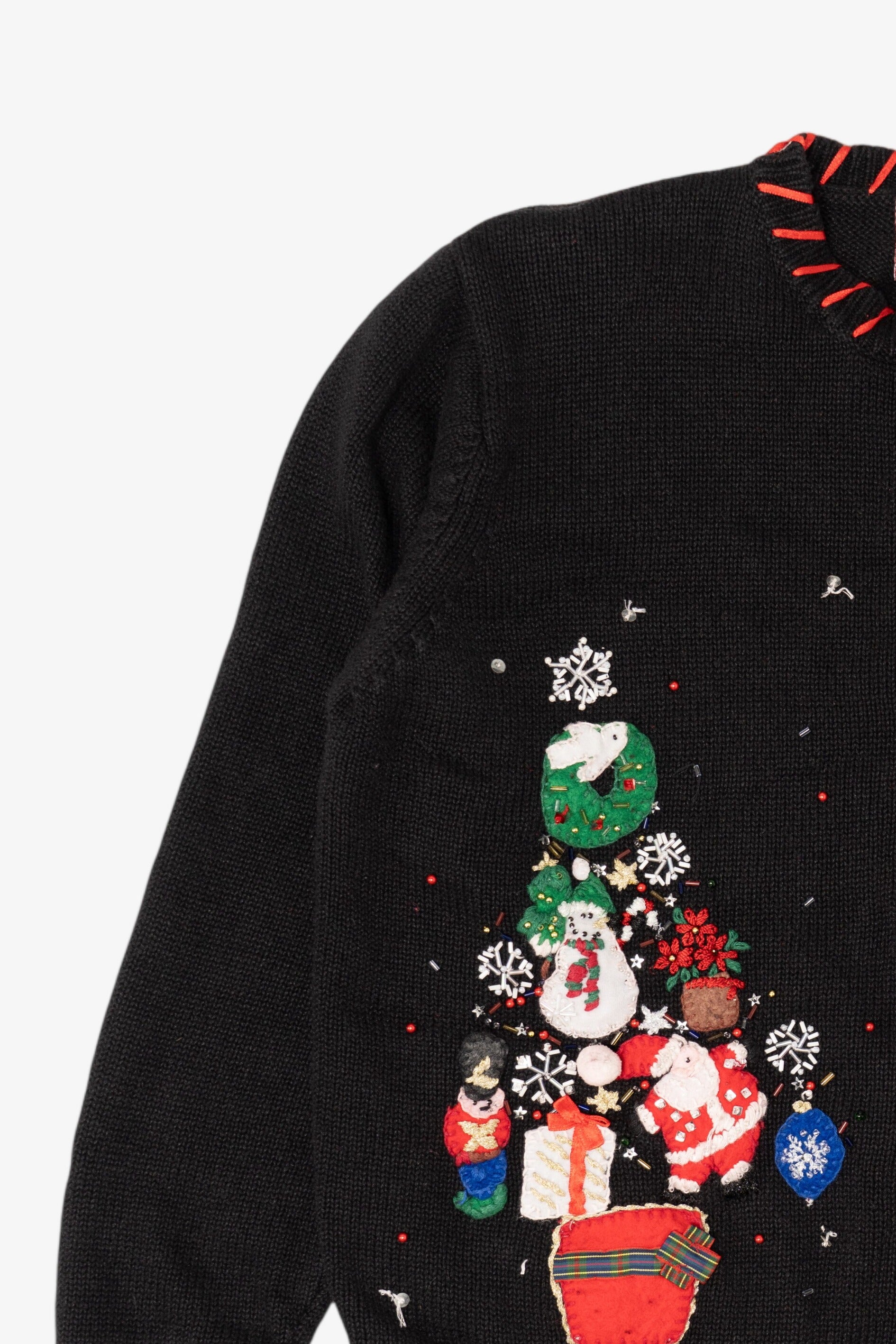 Vintage Black Tiara Santa Ugly Christmas Cardigan (2000s)