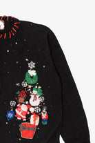 Vintage Black Tiara Santa Ugly Christmas Cardigan (2000s)