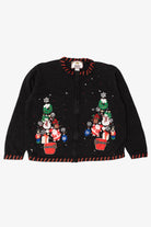 Vintage Black Tiara Santa Ugly Christmas Cardigan (2000s)