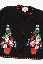 Vintage Black Tiara Santa Ugly Christmas Cardigan (2000s)