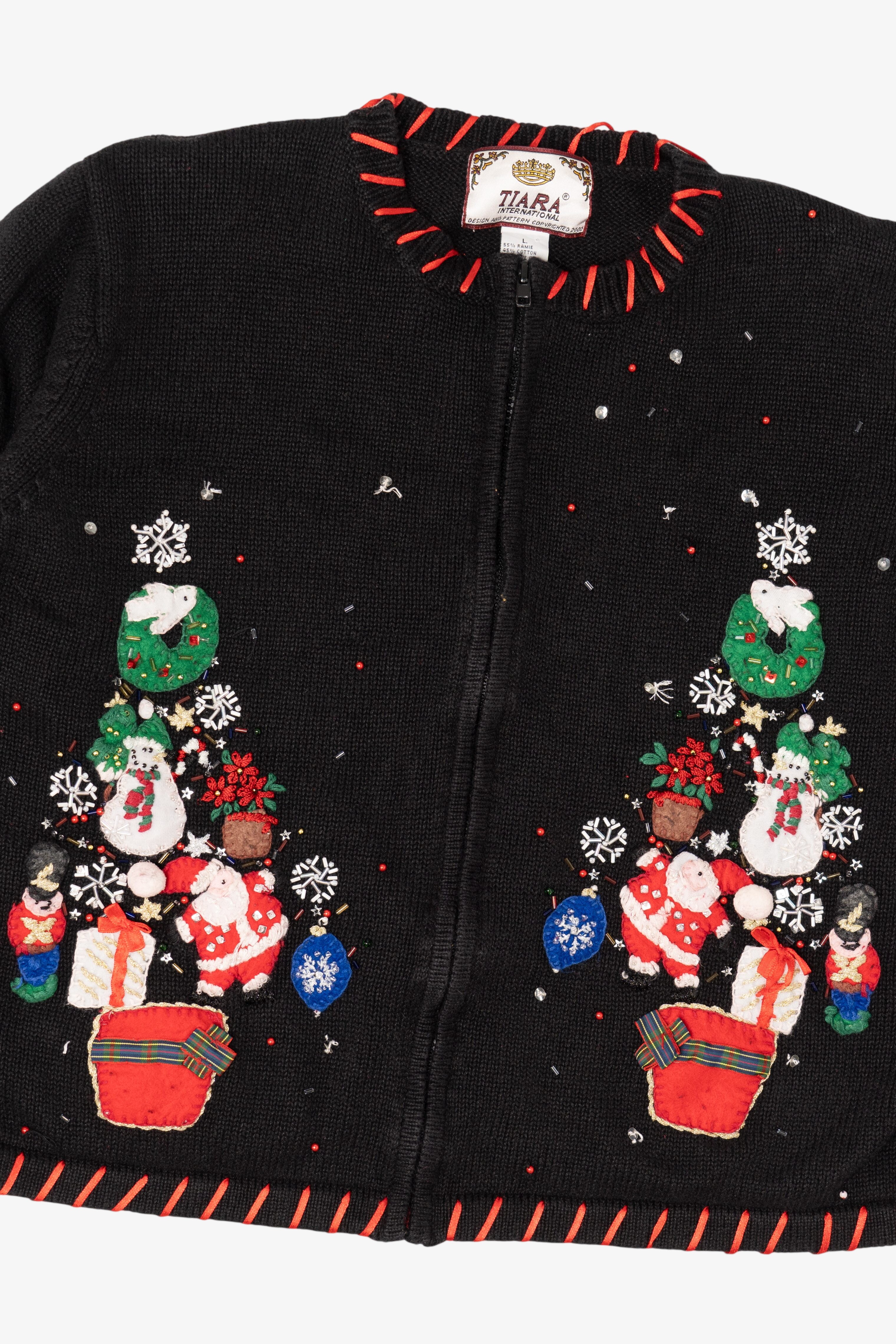 Vintage Black Tiara Santa Ugly Christmas Cardigan (2000s)