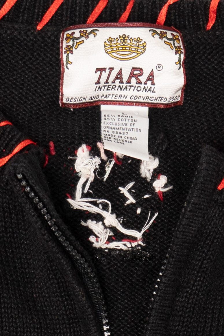 Vintage Black Tiara Santa Ugly Christmas Cardigan (2000s)