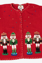 Vintage Red Tiara Nutcrackers Ugly Christmas Cardigan (2000s)