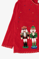 Vintage Red Tiara Nutcrackers Ugly Christmas Cardigan (2000s)