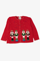 Vintage Red Tiara Nutcrackers Ugly Christmas Cardigan (2000s)
