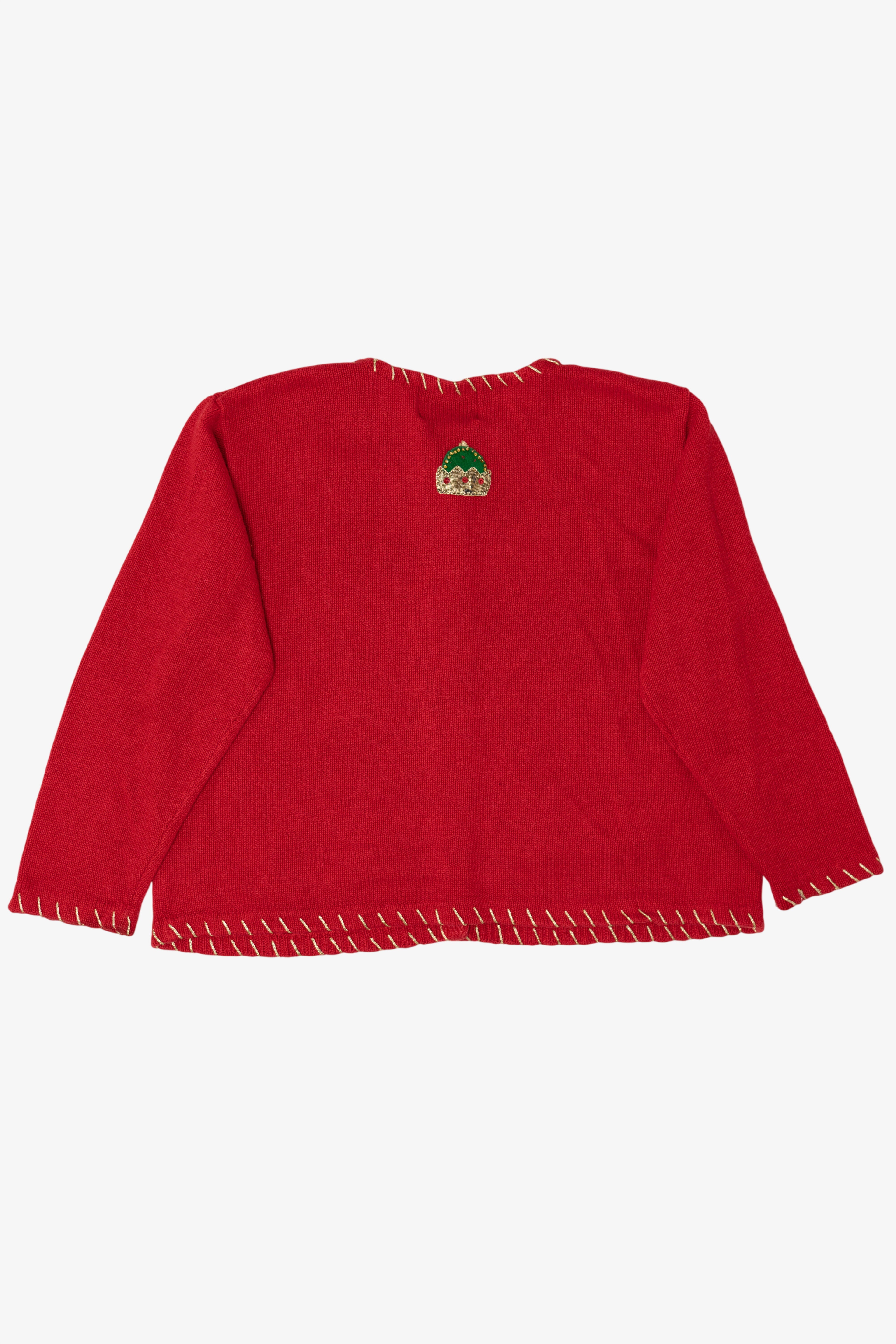 Vintage Red Tiara Nutcrackers Ugly Christmas Cardigan (2000s)