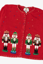 Vintage Red Tiara Nutcrackers Ugly Christmas Cardigan (2000s)