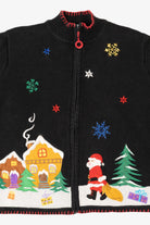 Vintage Black Arriviste Santa Ugly Christmas Cardigan (1990s)