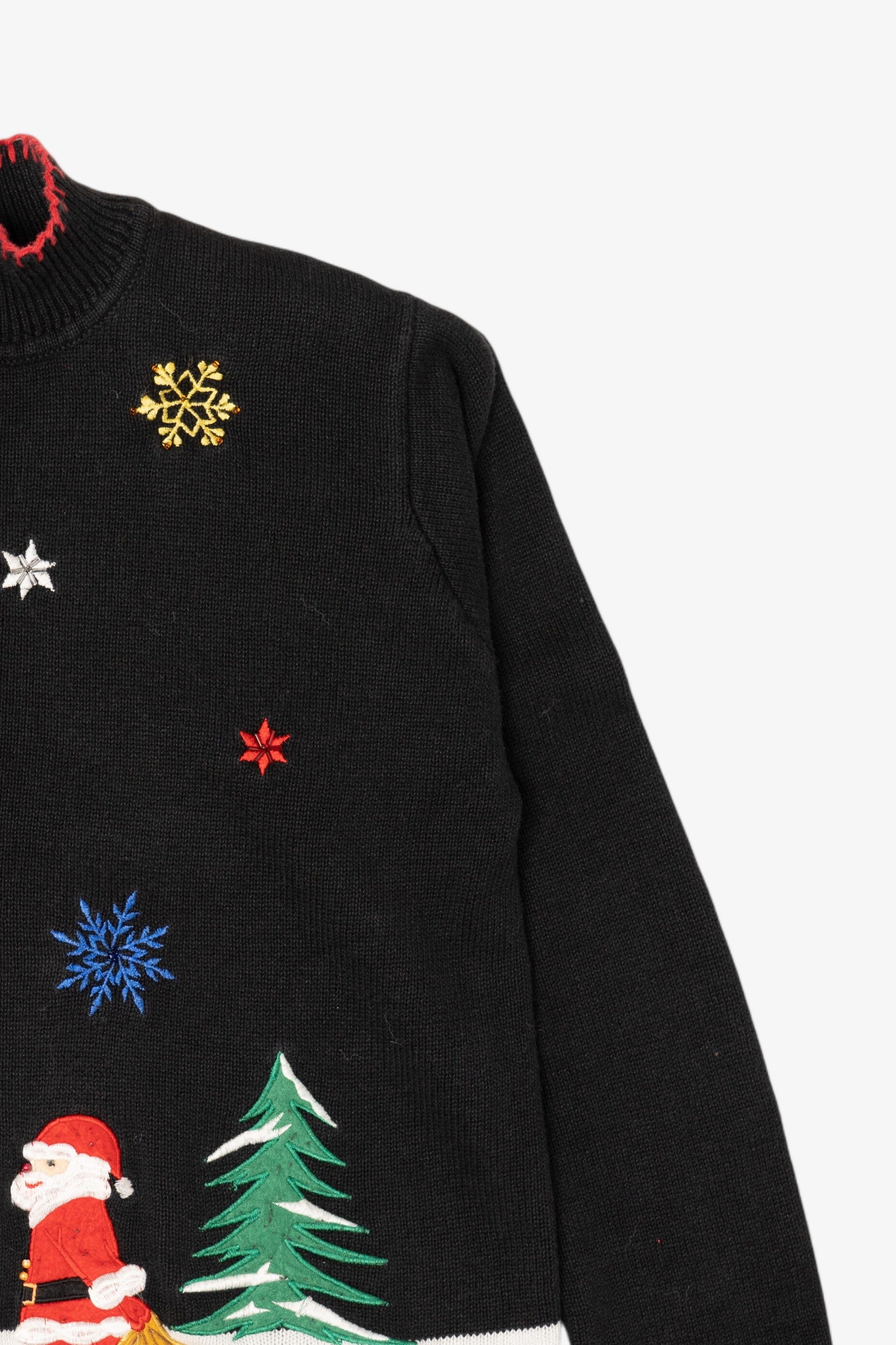 Vintage Black Arriviste Santa Ugly Christmas Cardigan (1990s)
