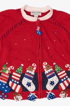 Vintage Red Heirloom Collectibles Stockings Ugly Christmas Cardigan (2000s)